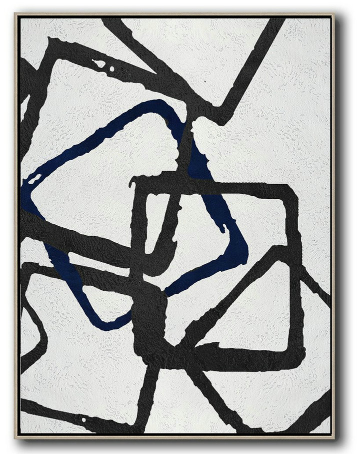 Artwork For Sale,Black And White Minimal Painting On Canvas - Canvas Wall Art